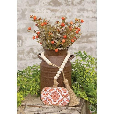 Orange Damascus Print Beaded Pumpkin Strand - The Fox Decor